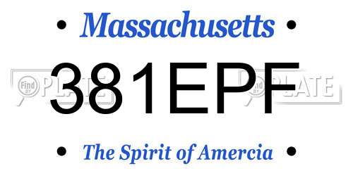 381EPF Massachusetts License Plate