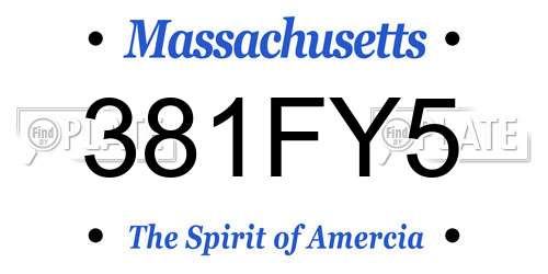 381FY5 Massachusetts License Plate