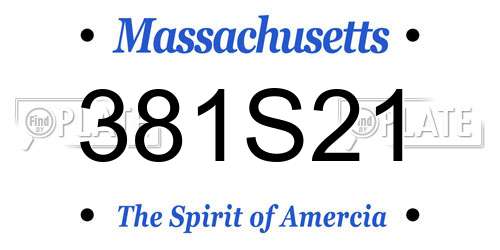 381S21 Massachusetts License Plate