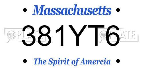 381YT6 Massachusetts License Plate