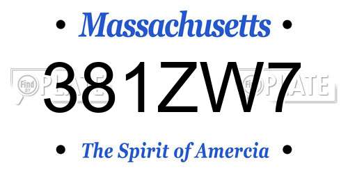 381ZW7 Massachusetts License Plate