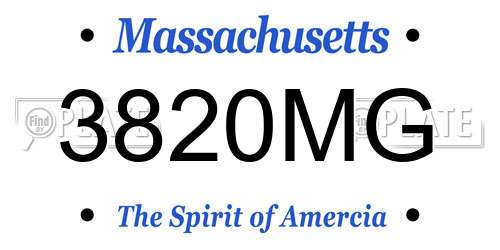 3820MG Massachusetts License Plate