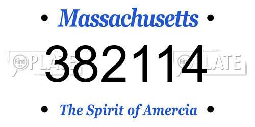 382114 Massachusetts License Plate