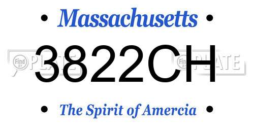 3822CH Massachusetts License Plate