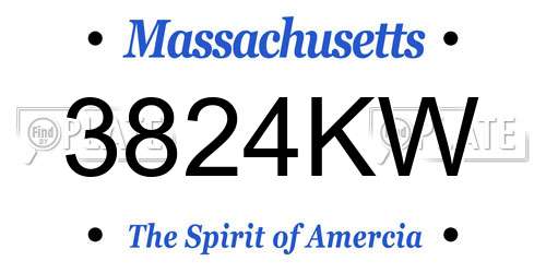 3824KW Massachusetts License Plate