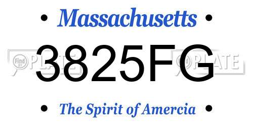 3825FG Massachusetts License Plate