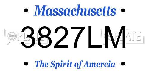 3827LM Massachusetts License Plate
