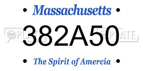 382A50 Massachusetts License Plate