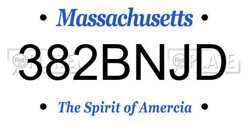 382BNJD Massachusetts License Plate