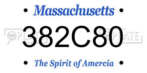 382C80 Massachusetts License Plate