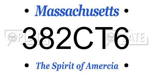 382CT6 Massachusetts License Plate