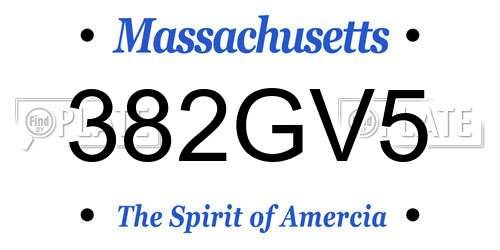 382GV5 Massachusetts License Plate