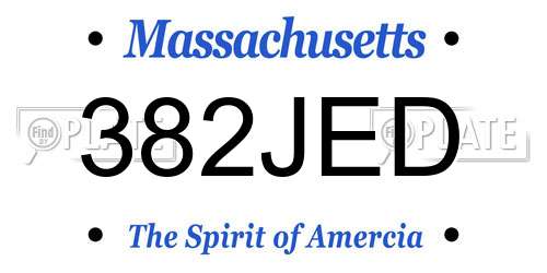 382JED Massachusetts License Plate