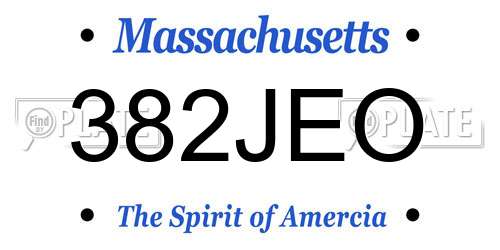 382JEO Massachusetts License Plate