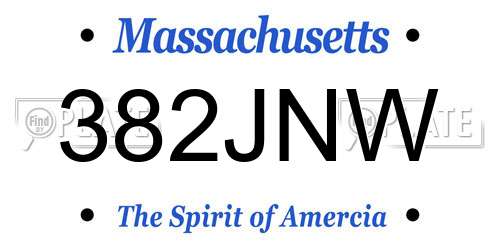 382JNW Massachusetts License Plate