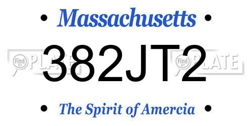 382JT2 Massachusetts License Plate