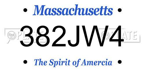 382JW4 Massachusetts License Plate