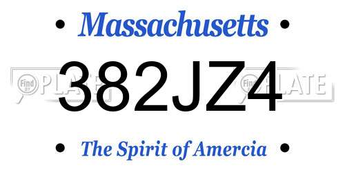 382JZ4 Massachusetts License Plate