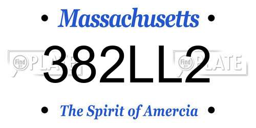 382LL2 Massachusetts License Plate