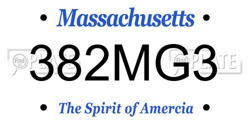 382MG3 Massachusetts License Plate