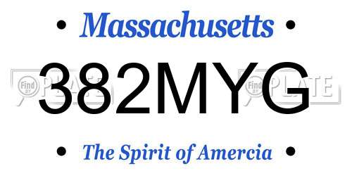 382MYG Massachusetts License Plate
