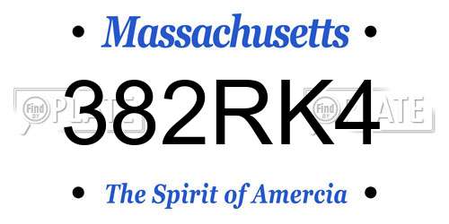 382RK4 Massachusetts License Plate