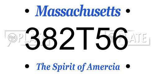 382T56 Massachusetts License Plate