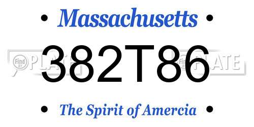 382T86 Massachusetts License Plate