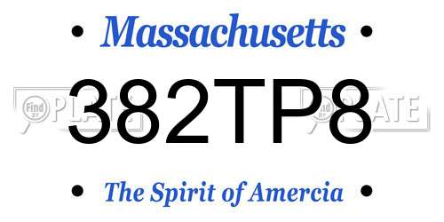 382TP8 Massachusetts License Plate