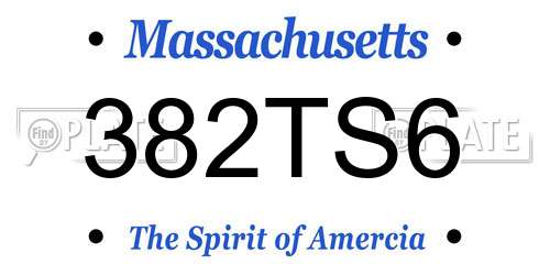 382TS6 Massachusetts License Plate