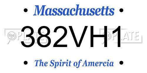 382VH1 Massachusetts License Plate
