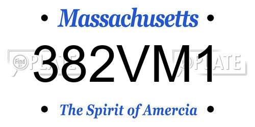 382VM1 Massachusetts License Plate