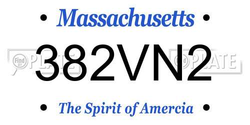 382VN2 Massachusetts License Plate