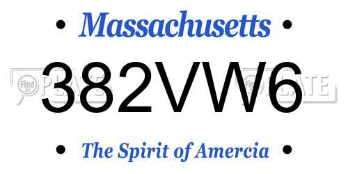 382VW6 Massachusetts License Plate