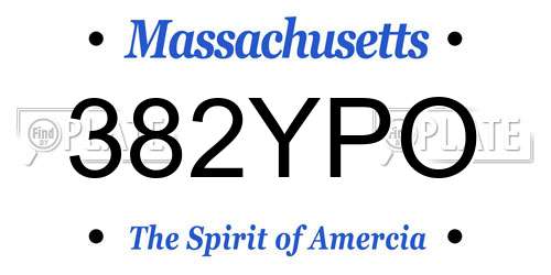 382YPO Massachusetts License Plate