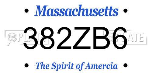 382ZB6 Massachusetts License Plate