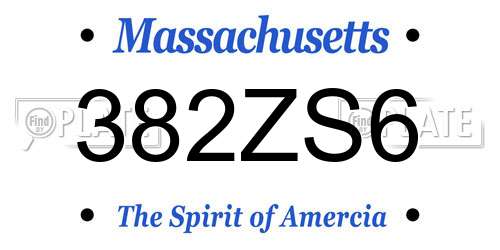 382ZS6 Massachusetts License Plate