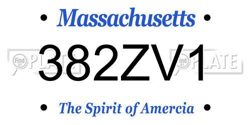 382ZV1 Massachusetts License Plate