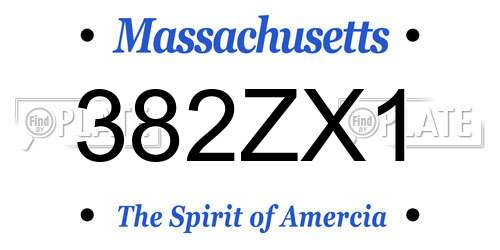 382ZX1 Massachusetts License Plate