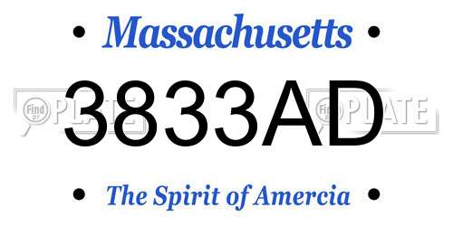 3833AD Massachusetts License Plate
