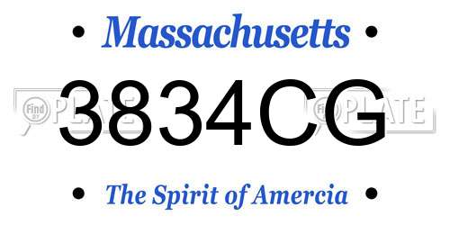 3834CG Massachusetts License Plate