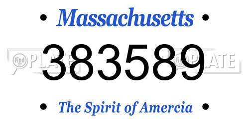 383589 Massachusetts License Plate