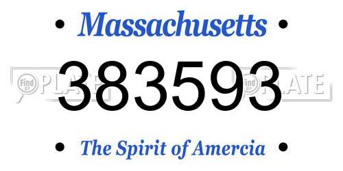 383593 Massachusetts License Plate