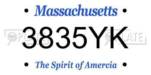 3835YK Massachusetts License Plate
