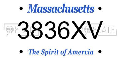 3836XV Massachusetts License Plate