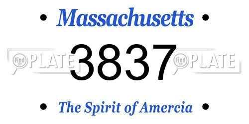 3837 Massachusetts License Plate