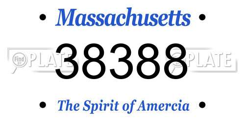 38388 Massachusetts License Plate