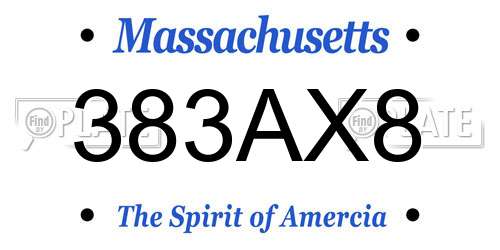 383AX8 Massachusetts License Plate