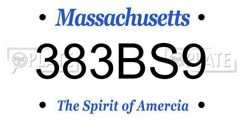 383BS9 Massachusetts License Plate