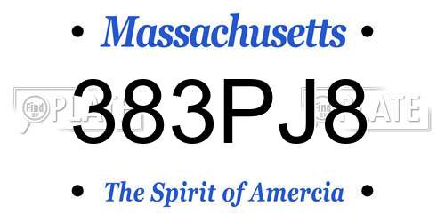 383PJ8 Massachusetts License Plate